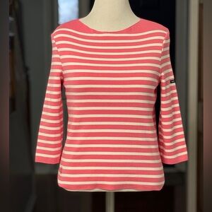 Lilly Pulitzer x Saint James Voissey Striped Rose Pink and White Sweater S NWT